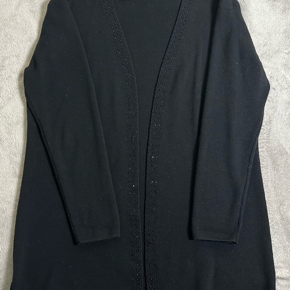 Dana Buchman Merino Wool Beaded Cardigan (L)